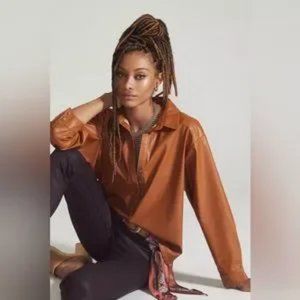 Anthropologie Faux Leather Shirt XS (fits like a Small)